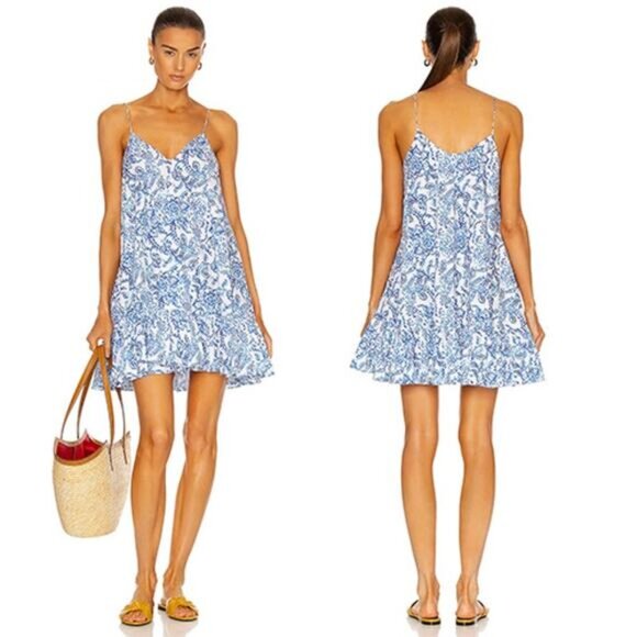 NWT Caroline Constas Laurel Paisley-Print Flounce Mini...